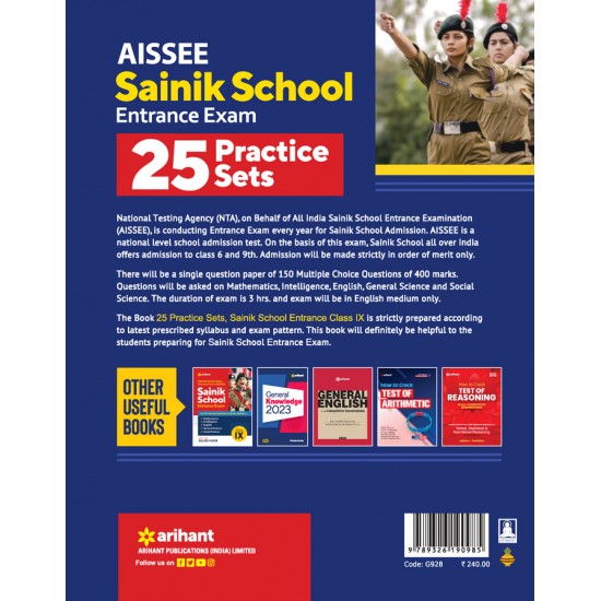 Buy AISSEE Sainik School Entrance Exam 25 Practice Sets Class IX at lowest prices in india