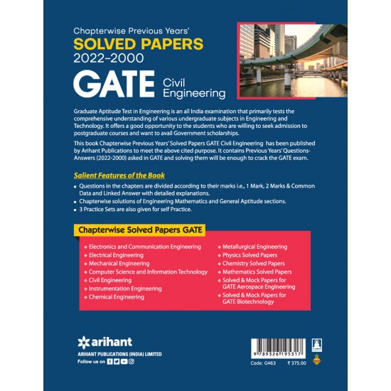 Buy GATE Chapterwise Previous Years Solved Papers (2022-2000) Civil Engineering at lowest prices in india