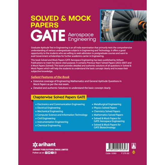Buy GATE Solved & Mock Papers Aerospace Engineering at lowest prices in india
