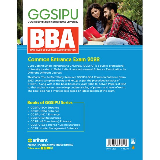 Buy GGSIPU BBA Bachelor Of Business Administration Common Entrance Exam 2022 at lowest prices in india