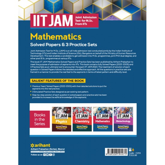 Buy IIT JAM (Joint Admission Test for M. Sc. From IITs) - Mathematics Solved Papers 2022-2005 & 3 Practice Sets at lowest prices in india