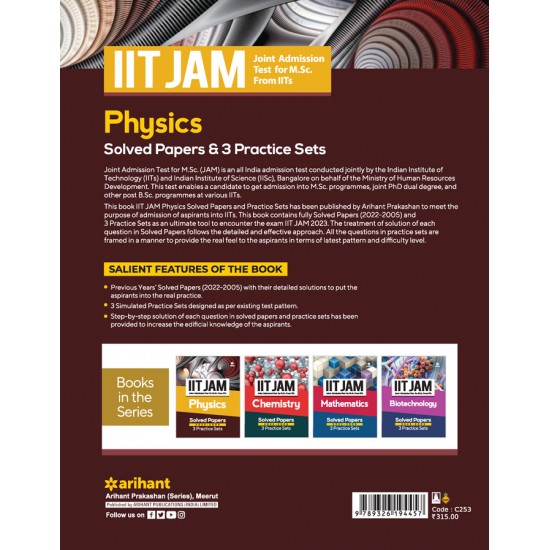 Buy IIT JAM (Joint Admission Test for M. Sc. From IITs) - Physics Solved Papers 2022-2005 & 3 Practice Sets at lowest prices in india