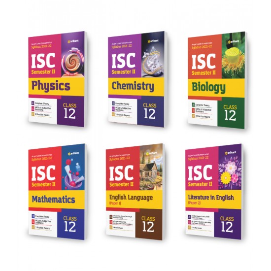 Buy ISC Physics , Chemistry, Biology , Mathematics , English Language (Paper 1) & Literature in English (Paper 2) Semester 2 Class 12 for 2022 Exam (Set of 6 Books) at lowest prices in india