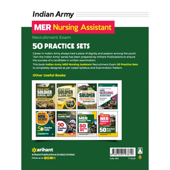 Buy Indian Army MER Nursing Assistant Recruitment Exam 50 Practice Sets at lowest prices in india
